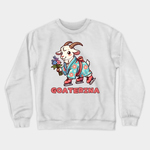 Ice skating goat Crewneck Sweatshirt by Japanese Fever